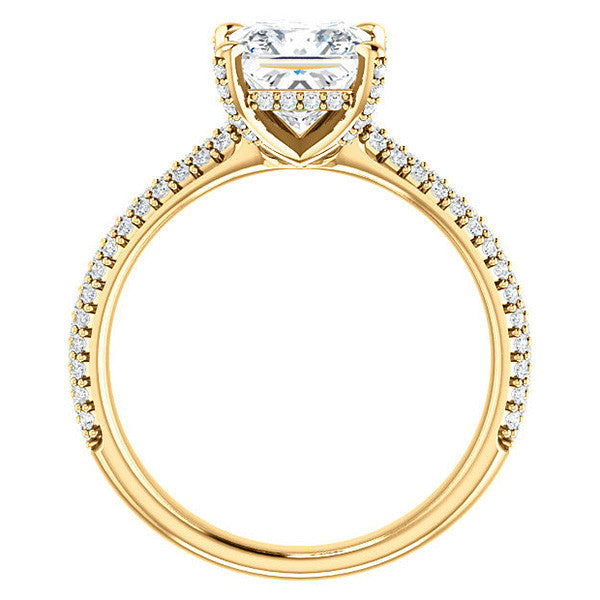 Princess cut Moissanite Pave Style Engagement Ring