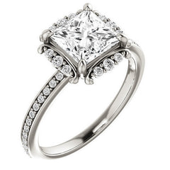 Princess cut Moissanite Halo Engagement Ring