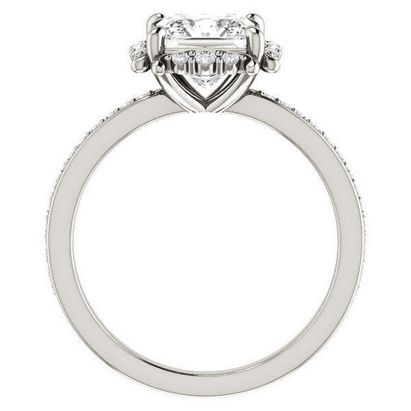 Princess cut Moissanite Halo Engagement Ring