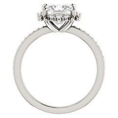 Princess cut Moissanite Halo Engagement Ring