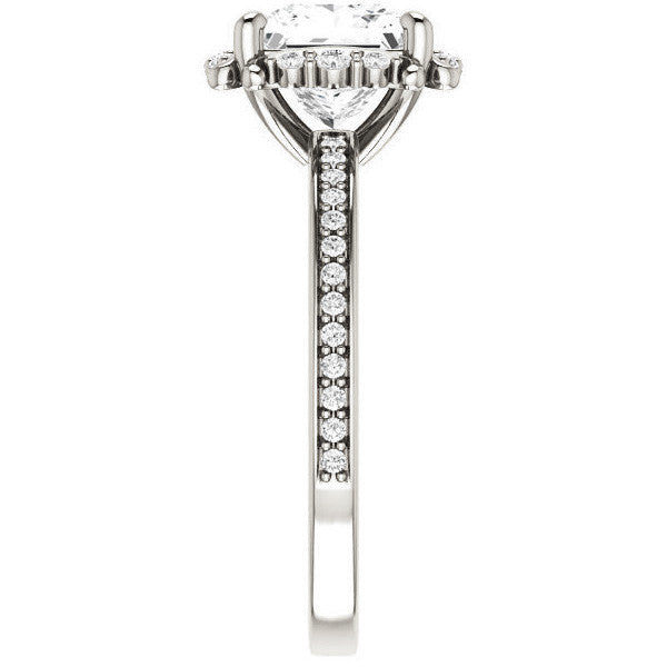 Princess cut Moissanite Halo Engagement Ring
