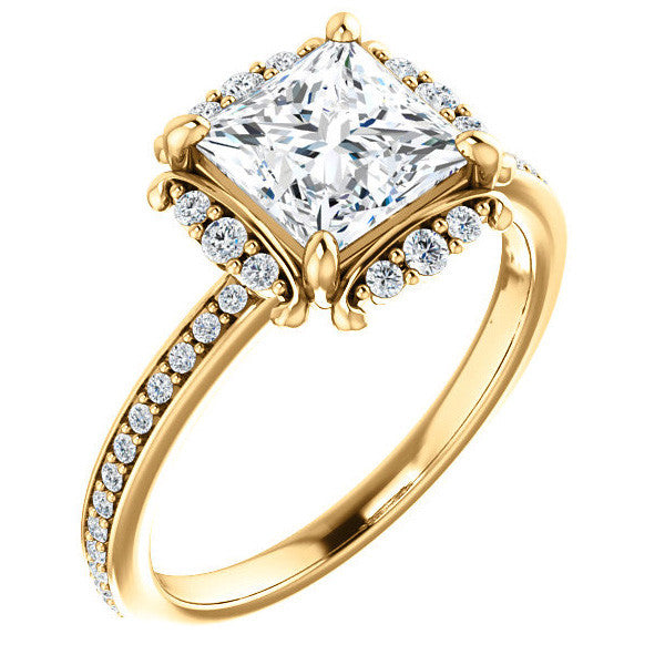 Princess cut Moissanite Halo Engagement Ring