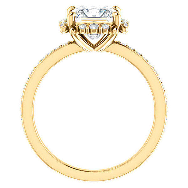 Princess cut Moissanite Halo Engagement Ring