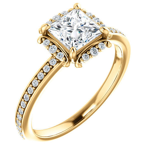Princess cut Moissanite Halo Engagement Ring