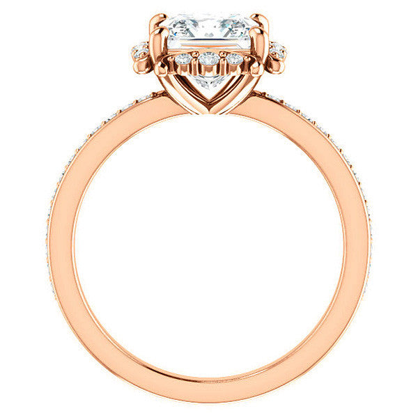 Princess cut Moissanite Halo Engagement Ring