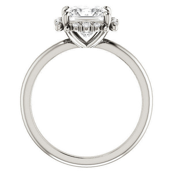 Princess cut Moissanite Halo Engagement Ring