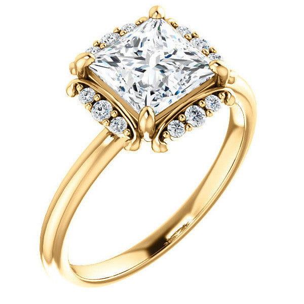 Princess cut Moissanite Halo Engagement Ring