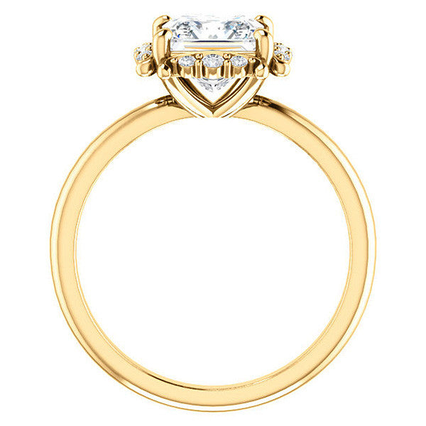 Princess cut Moissanite Halo Engagement Ring