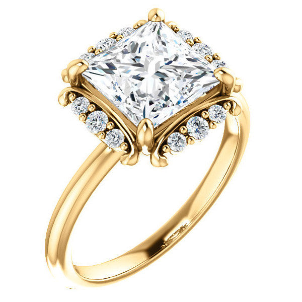 Princess cut Moissanite Halo Engagement Ring