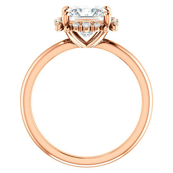 Princess cut Moissanite Halo Engagement Ring