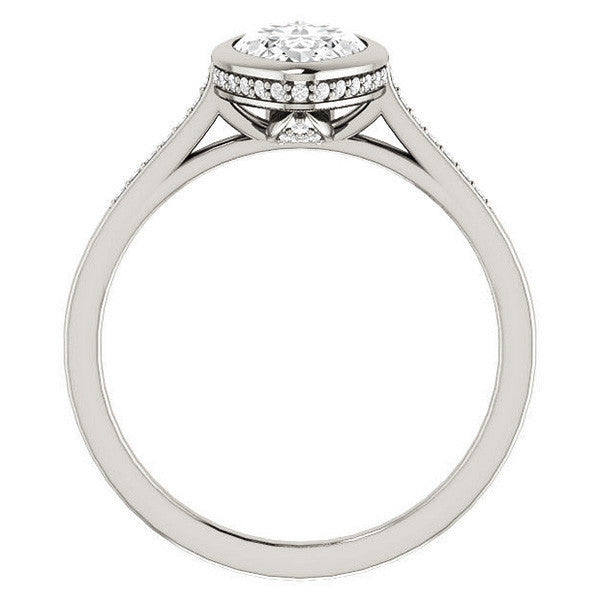 Petite Bezel Marquise cut Moissanite Engagement Ring