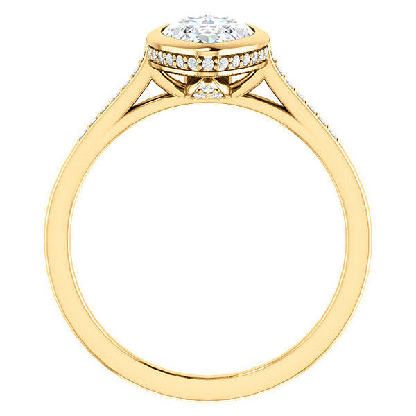 Petite Bezel Marquise cut Moissanite Engagement Ring