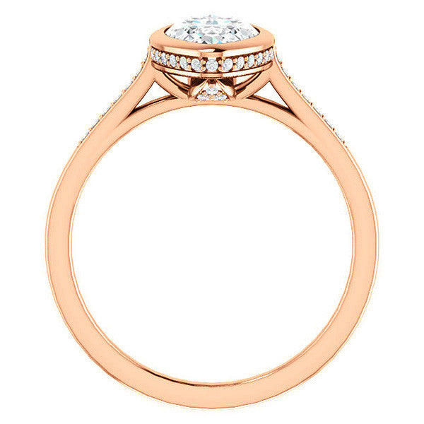 Petite Bezel Marquise cut Moissanite Engagement Ring