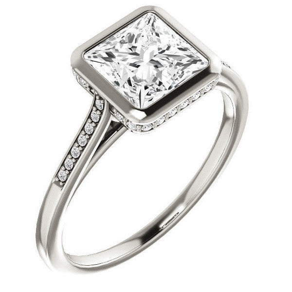 Princess Moissanite Petite Bezel Engagement Ring
