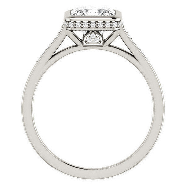 Princess Moissanite Petite Bezel Engagement Ring