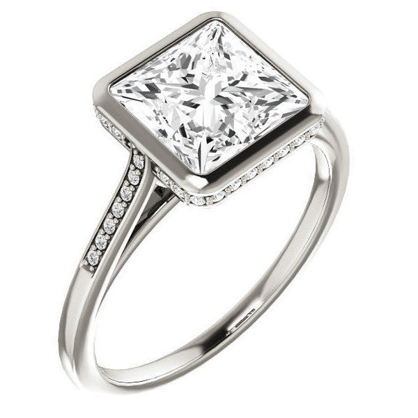 Princess Moissanite Petite Bezel Engagement Ring