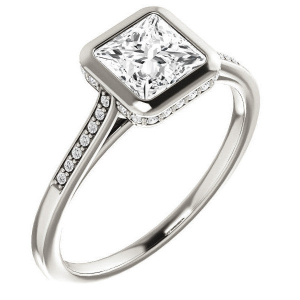 Princess Moissanite Petite Bezel Engagement Ring