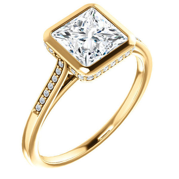 Princess Moissanite Petite Bezel Engagement Ring