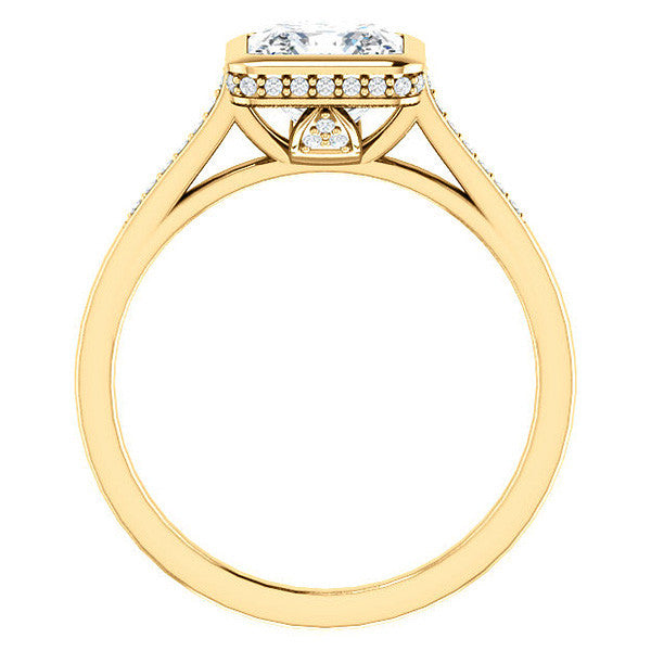 Princess Moissanite Petite Bezel Engagement Ring