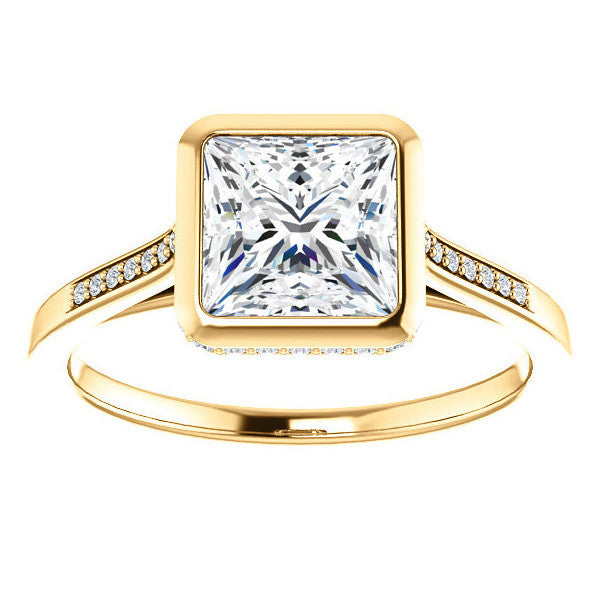 Princess Moissanite Petite Bezel Engagement Ring
