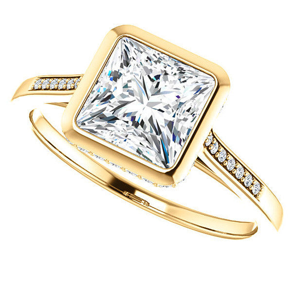 Princess Moissanite Petite Bezel Engagement Ring