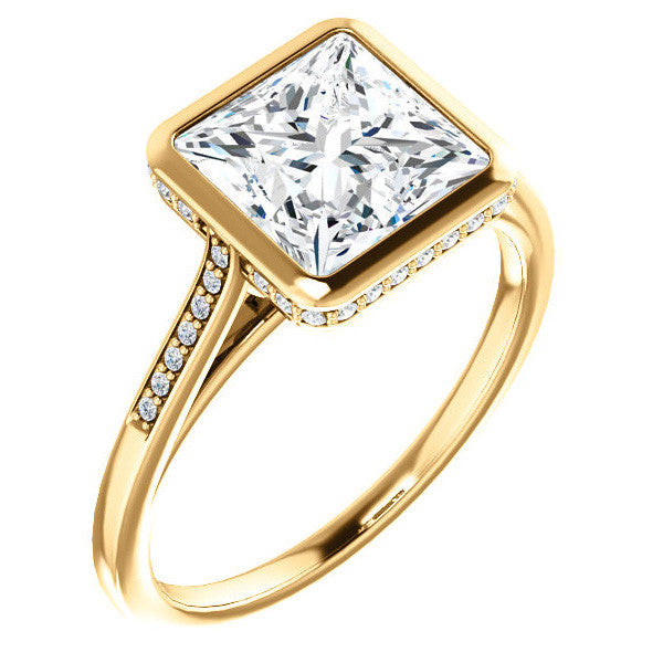 Princess Moissanite Petite Bezel Engagement Ring