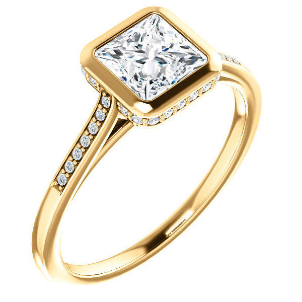Princess Moissanite Petite Bezel Engagement Ring