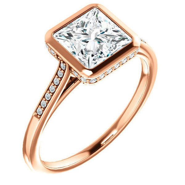 Princess Moissanite Petite Bezel Engagement Ring