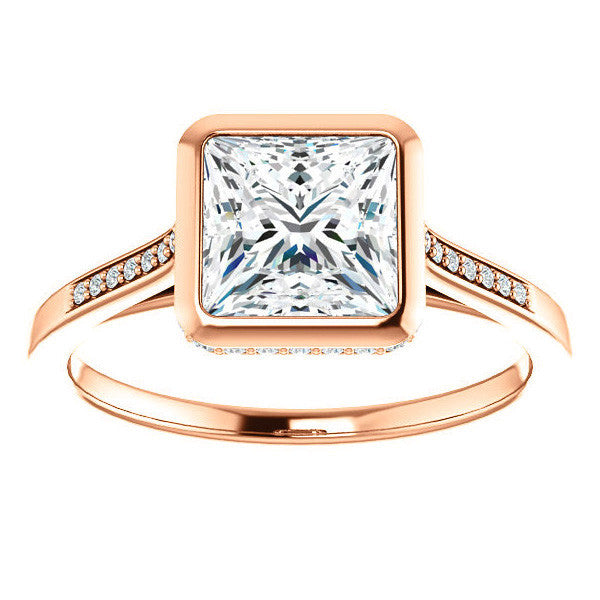 Princess Moissanite Petite Bezel Engagement Ring