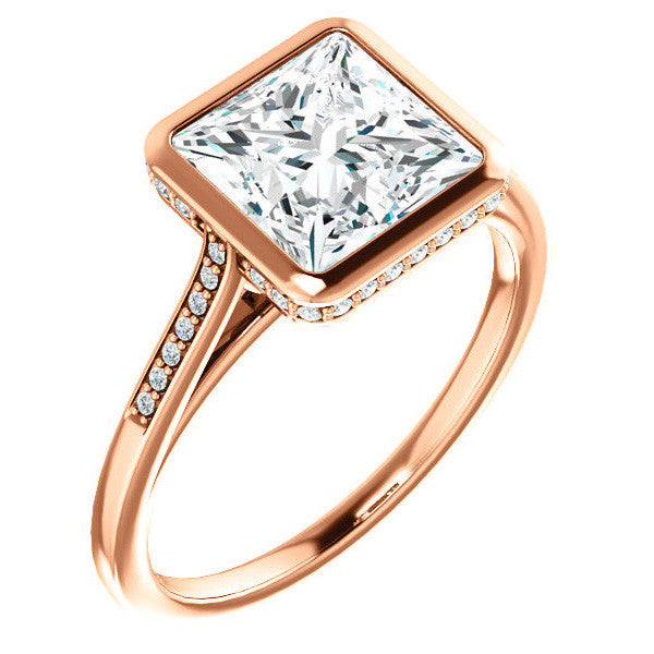 Princess Moissanite Petite Bezel Engagement Ring