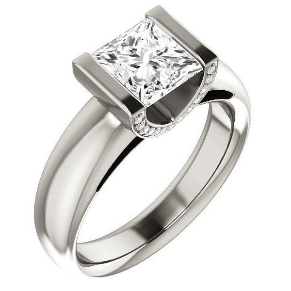 Princess cut Moissanite Modern Engagement Ring