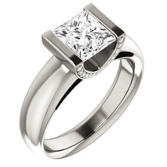 Princess cut Moissanite Modern Engagement Ring