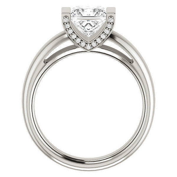 Princess cut Moissanite Modern Engagement Ring