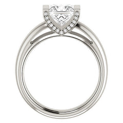 Princess cut Moissanite Modern Engagement Ring