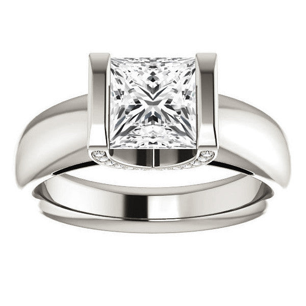 Princess cut Moissanite Modern Engagement Ring