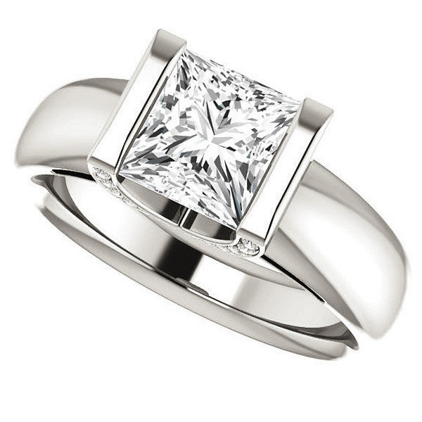 Princess cut Moissanite Modern Engagement Ring