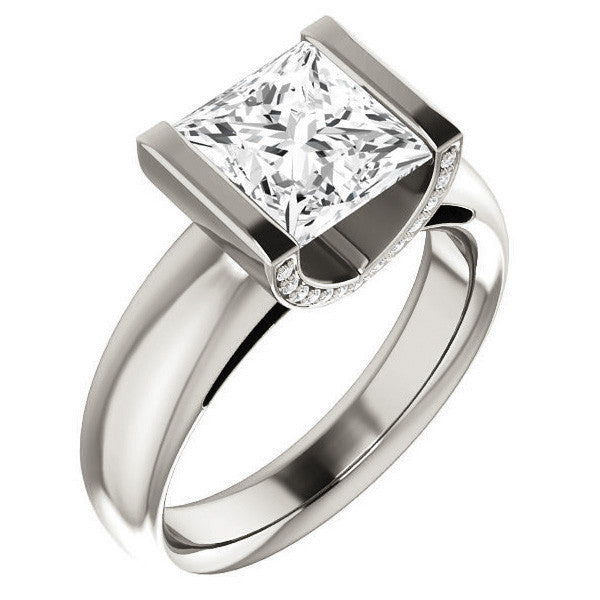 Princess cut Moissanite Modern Engagement Ring