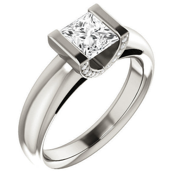 Princess cut Moissanite Modern Engagement Ring
