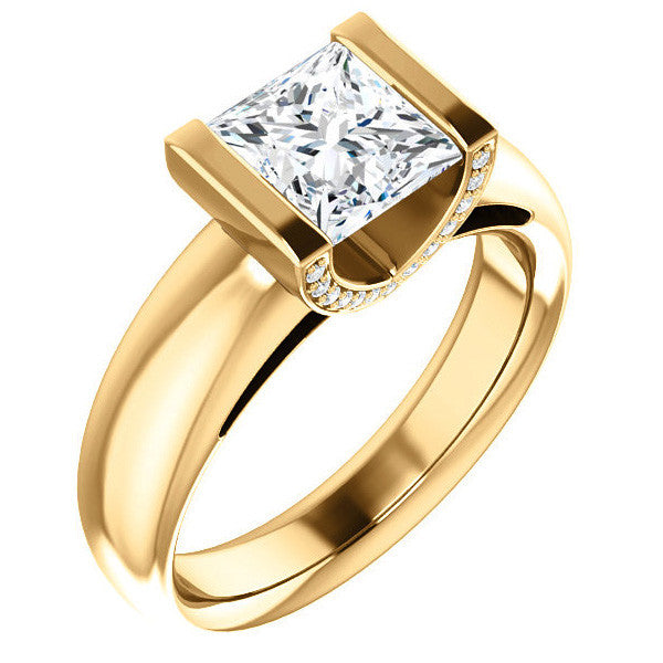 Princess cut Moissanite Modern Engagement Ring