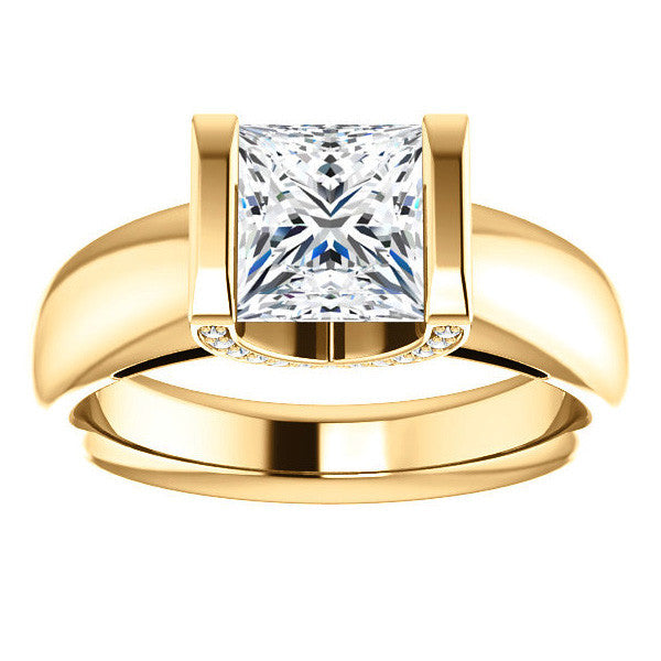 Princess cut Moissanite Modern Engagement Ring