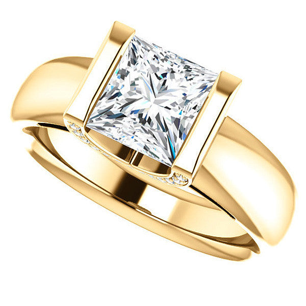 Princess cut Moissanite Modern Engagement Ring