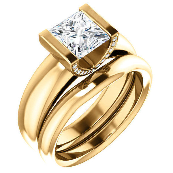 Princess cut Moissanite Modern Engagement Ring