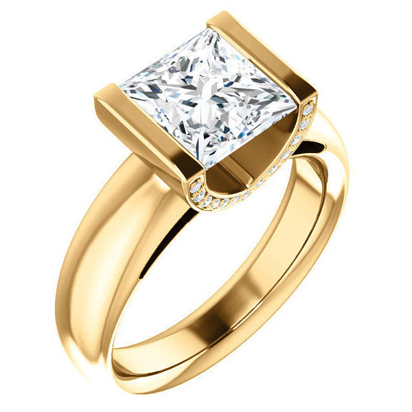 Princess cut Moissanite Modern Engagement Ring