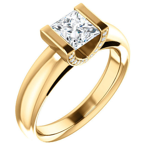 Princess cut Moissanite Modern Engagement Ring