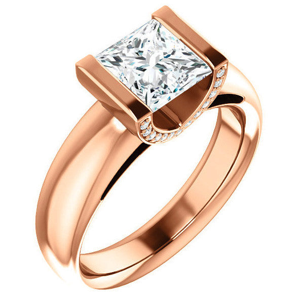 Princess cut Moissanite Modern Engagement Ring
