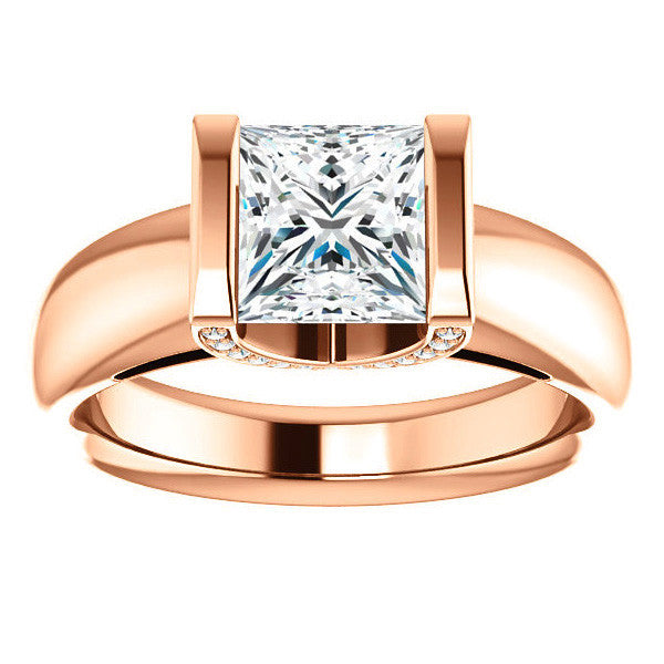 Princess cut Moissanite Modern Engagement Ring