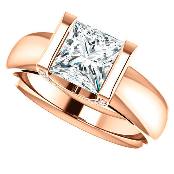 Princess cut Moissanite Modern Engagement Ring