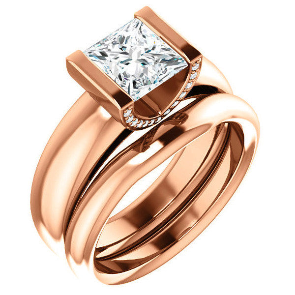 Princess cut Moissanite Modern Engagement Ring