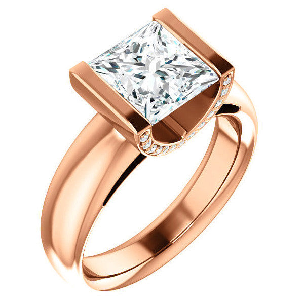 Princess cut Moissanite Modern Engagement Ring