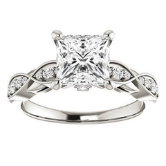 Princess cut Moissanite Engagement Ring